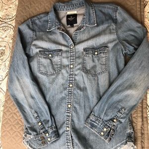 Denim button top